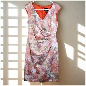 Adrianna Papell Floral Jacquard Midi Cap Sleeve Dress Size 6‎ Preppy Fairy